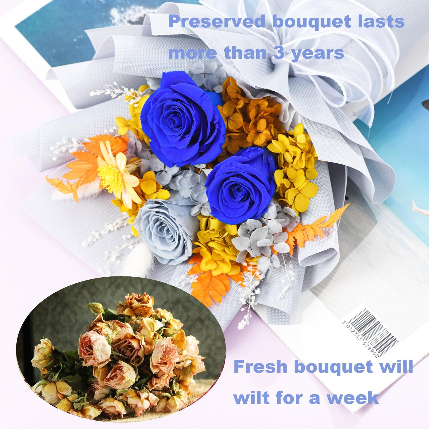 lovenfold Flowers for Delivery,Preserved Flowers Bouquets,Purple Rose Bouquets That Last 1-3 Years,Birthday Flowers Gifts for Women Mom Grandma Wife Friends