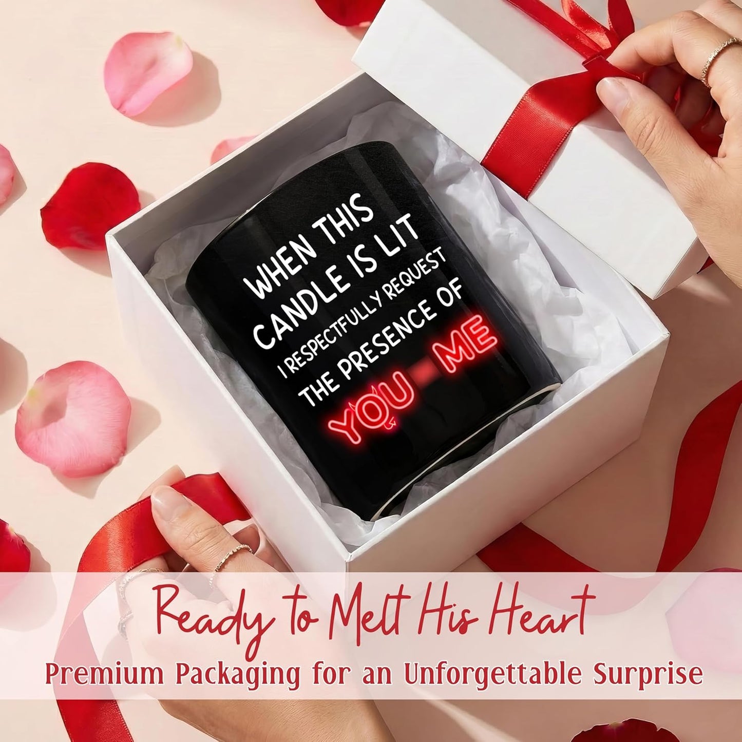 TEEZWONDER Valentines Day Gifts for Her Girlfriend - I Love You More Vanilla Lavender Romantic Candles 10 oz - Anniversary Valentines Birthday Gifts for Wife Men Women Girlfriend Boyfriend Him Husband