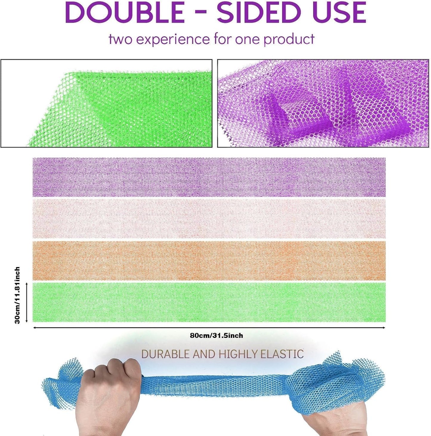3-Piece African Net Bath Sponge Set | Exfoliating Shower Scrubber | Black, Blue, Brown