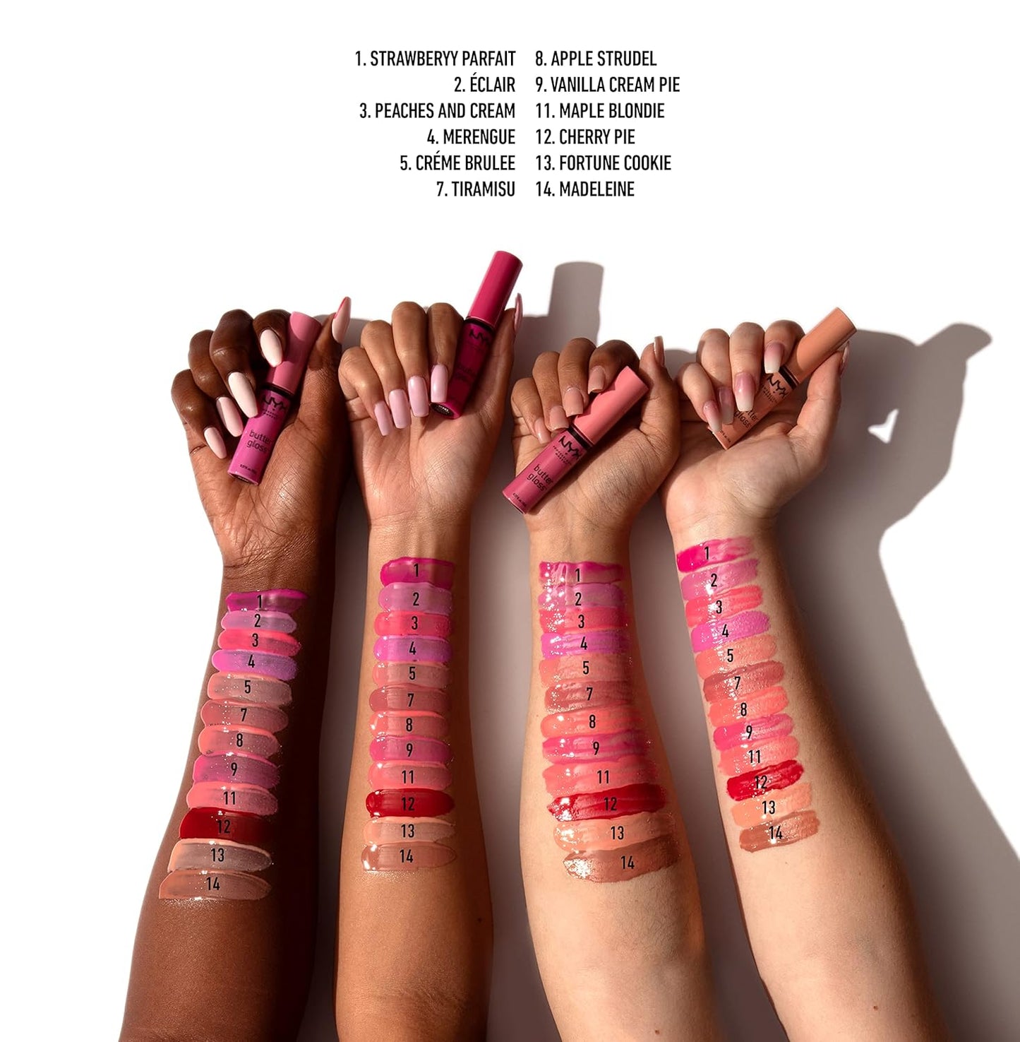NYX Butter Gloss | Non-Sticky Lip Gloss Set of 3 | Angel Food Cake, Creme Brulee, Madeleine