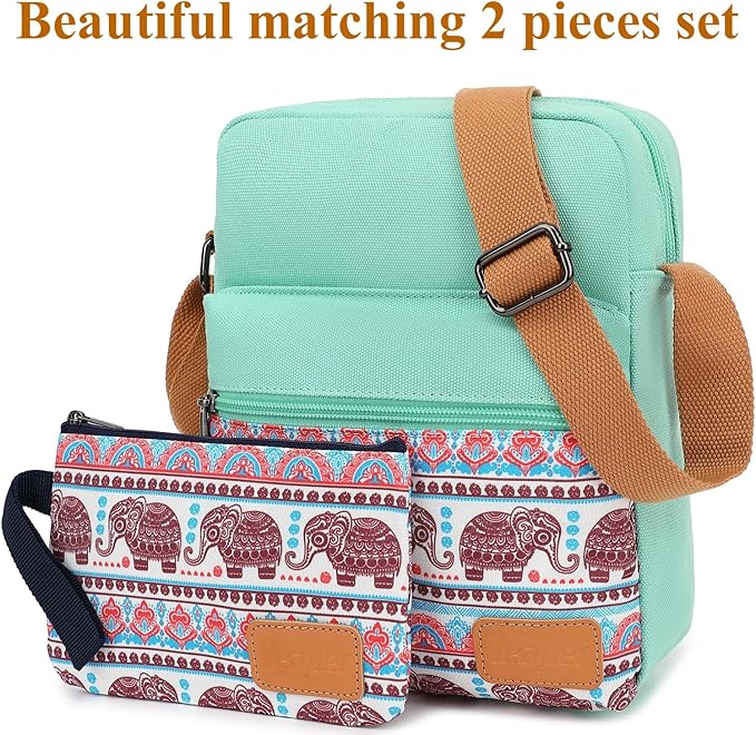 Leaper Girls Crossbody Purses for Kids 2 PCS Cross Body Bag Women Messenger Bag Girls Canvas Bag Cross Body Purse Set