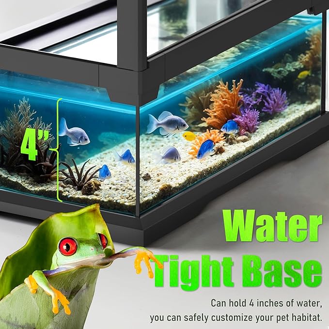 24’’18’’24’’ Reptile Terrarium with Full View Tempered Glass, 43 Gallon Reptile Habitat Comes with Feeding Port and Mesh Top Vent, Suitable for Most Reptiles Such as Chameleon, Lizard and Snake