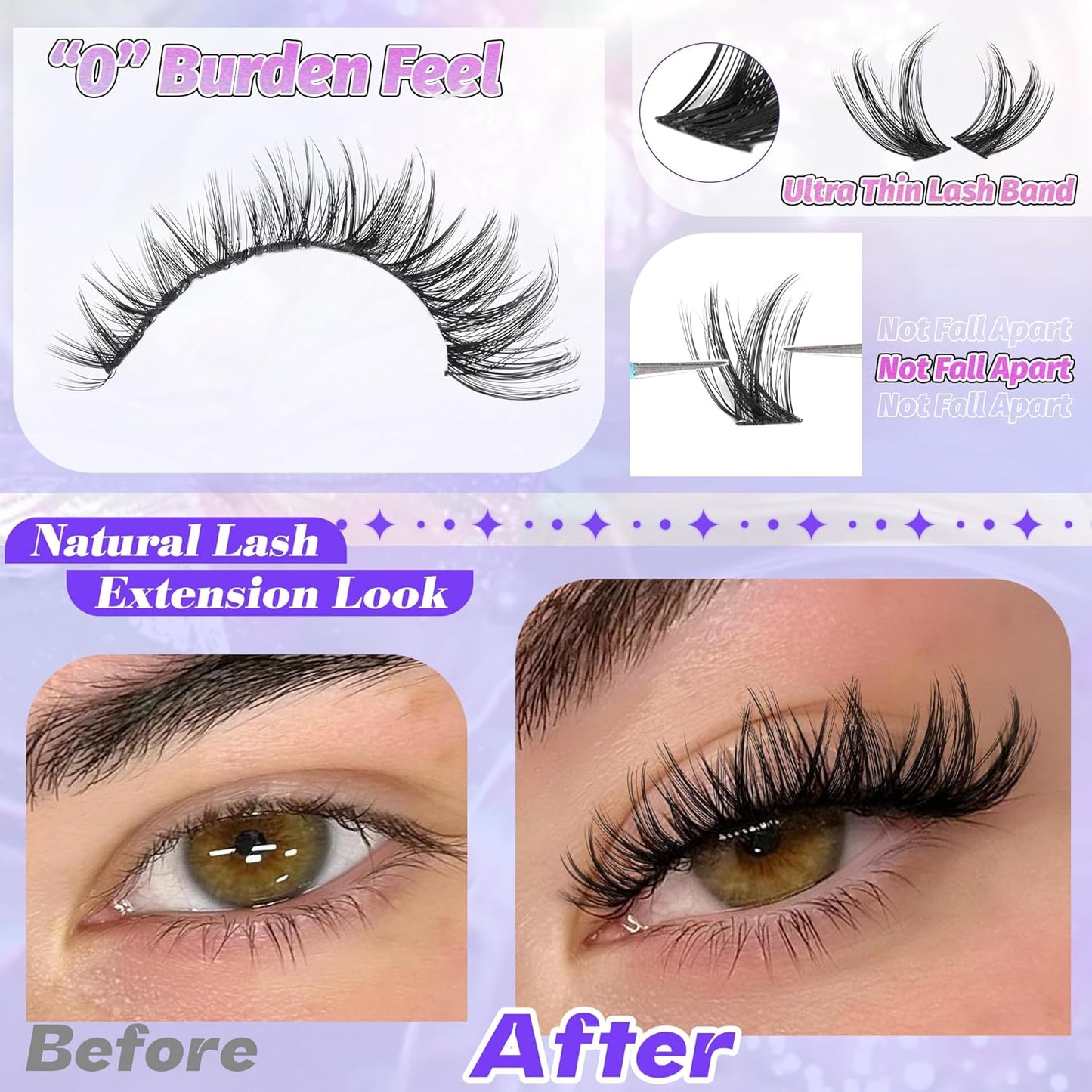 ALICE Wispy Cluster Eyelash Extensions | 192pcs Natural Individual Lashes | DIY 10-18mm