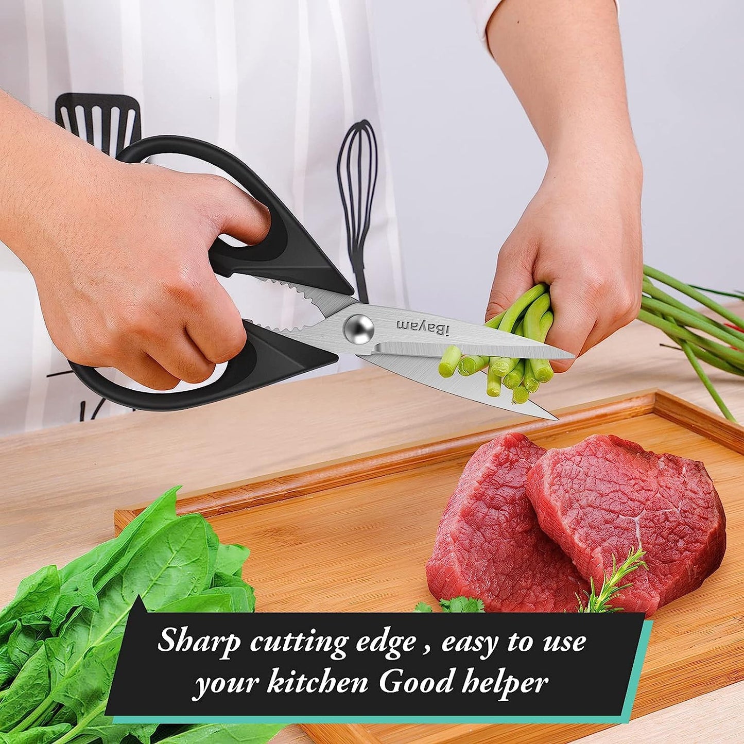 iBayam Stocking Stuffers for Men, White Elephant Gifts for Adults, Kitchen Scissors All Purpose Kitchen Shears 8.5" Cooking Scissors with Sheath, Black Kitchen Accessories, Kitchen Gadgets Utensils