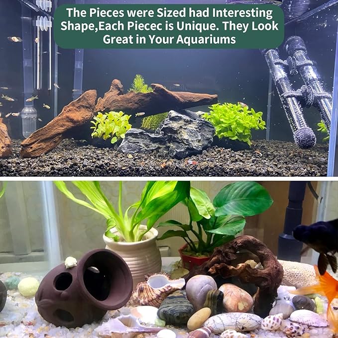Hamiledyi 24 Pcs Small Driftwood for Aquarium 3"-5" Driftwood Branches Aquarium Decoration Reptiles Reptile Tank Accessories Assorted Size Natural Habitat Decor Wood for Lizad