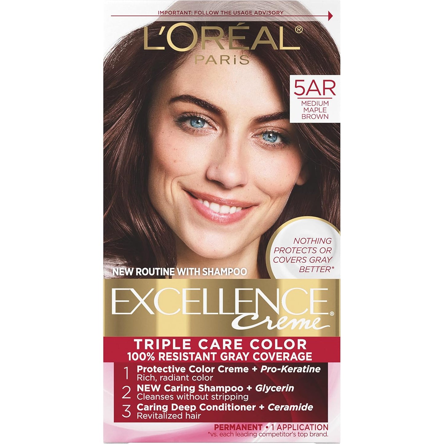 L'Oreal Paris Excellence Crème Hair Color | 6RB Light Reddish Brown | Gray Coverage