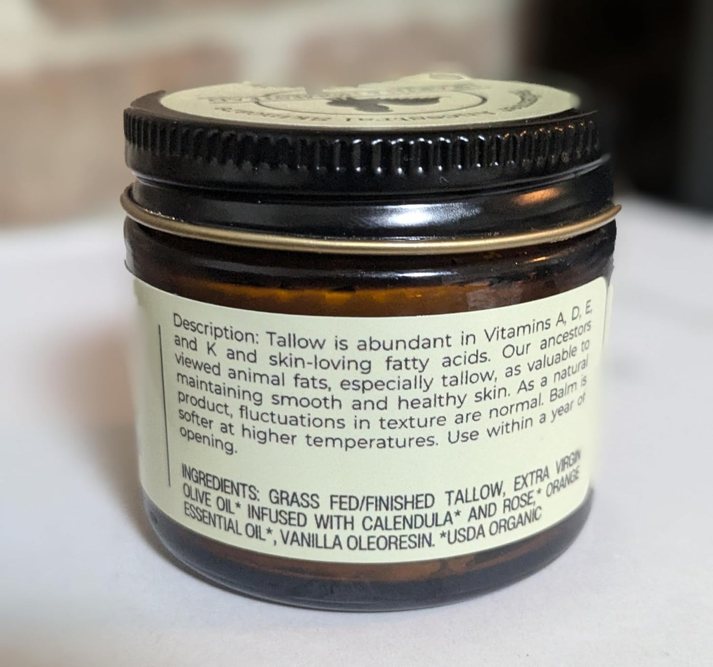 Handmade Organic Whipped Tallow Balm | Vanilla Orange | 1.3 Oz for Eczema & Rosacea