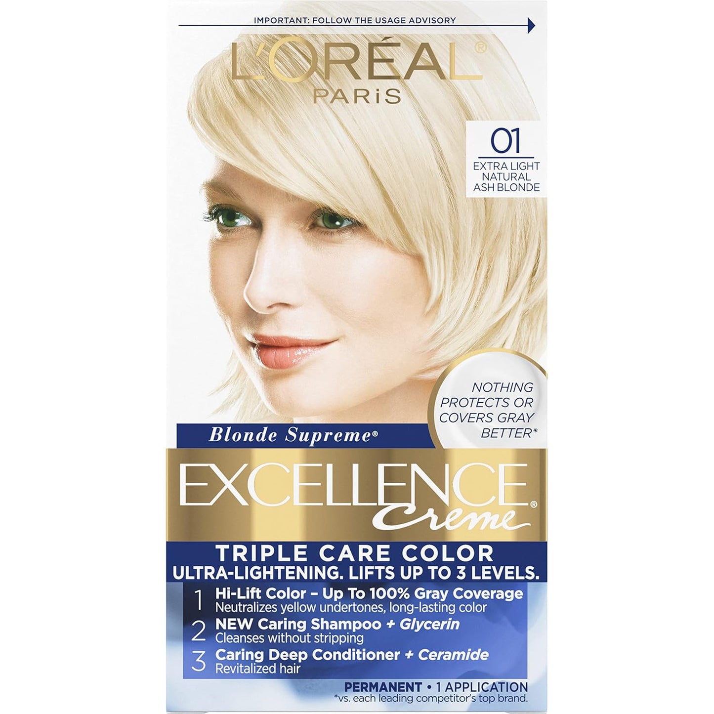 L'Oreal Paris Excellence 8G Medium Golden Blonde Hair Color | Gray Coverage, 8 Weeks
