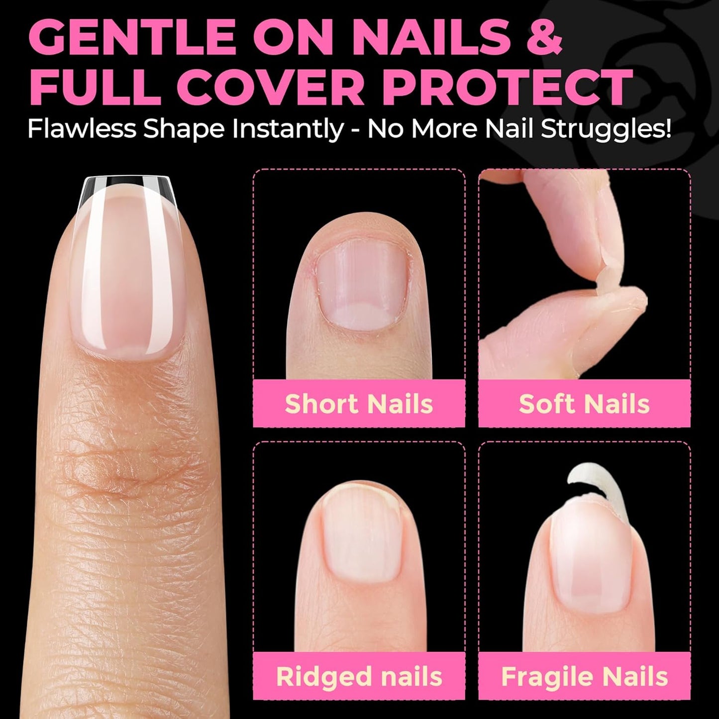 Soft Gel Nail Tips | 40ml Strong Adhesive Gel for Acrylic & Press-On Nails