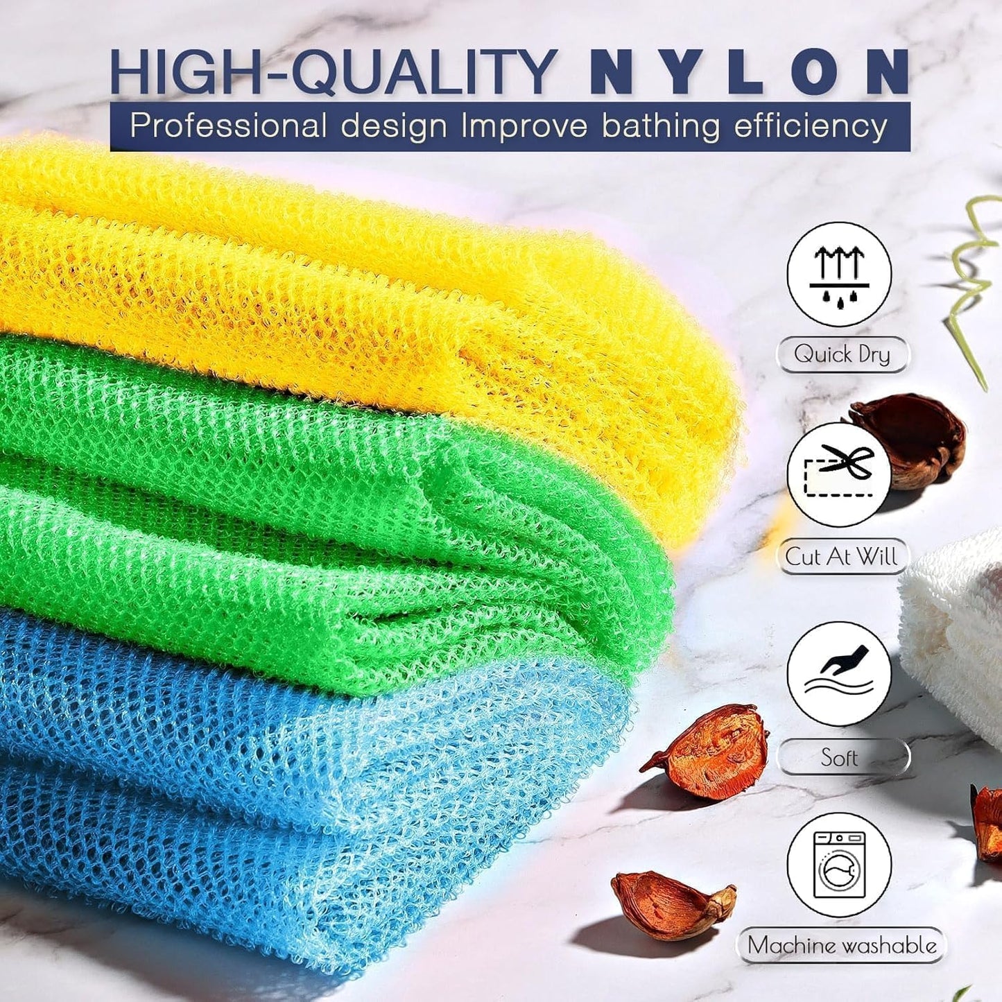 Exfoliating African Bath Sponge Set – 6 Colorful Net Scrubbers for Daily Use