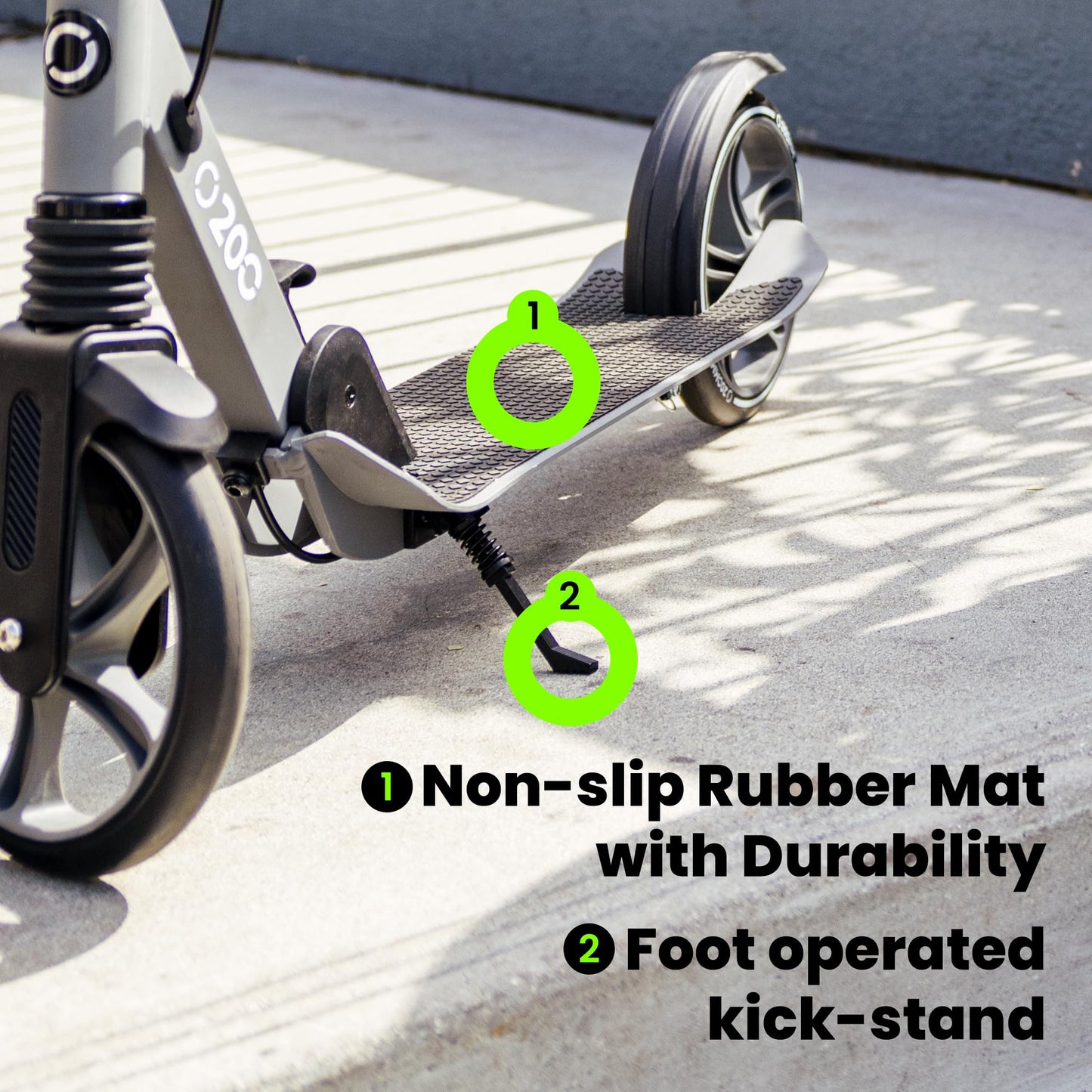 Aero Big Wheels Kick Scooter for Kids 8-12, Teens & Adults | Hand Brake, Rubber Deck Mat & Shock Absorption | Foldable & Height Adjustable, 220lbs Max