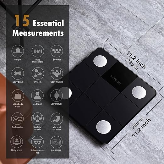 NUTRI FIT Smart Scale for Body Weight, Weight Scale with Backlight LED Display for BMI, Body Fat, Muscle Mass, 15 Body Composition, High Accurate Bluetooth Scale, Health Equipment Sync Apps 400lbs