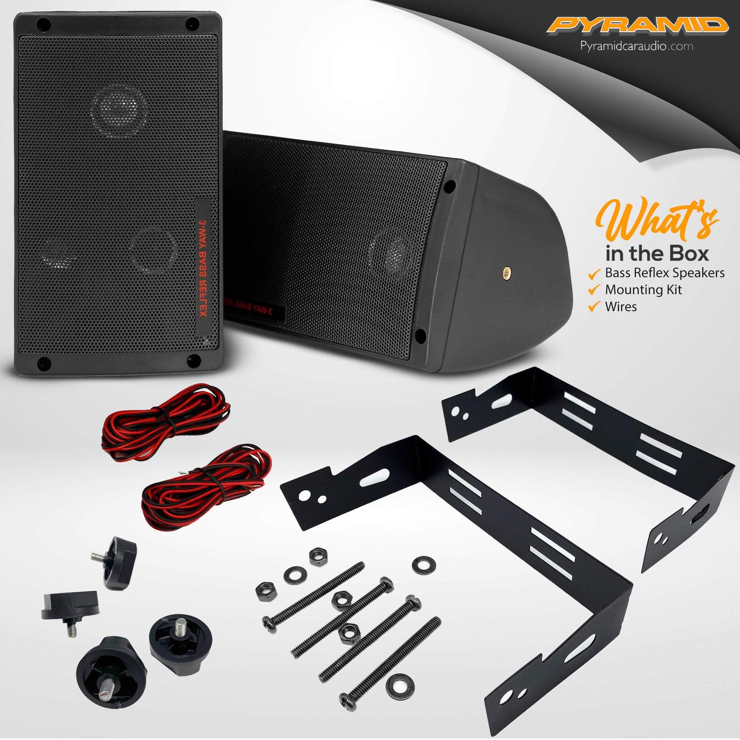 Pyramid Outdoor Speaker, 200 Watt 3-way Mini Box Speaker System, Perfect for Indoor and Outdoor Use, 3.25" Powerful Woofer, Pair