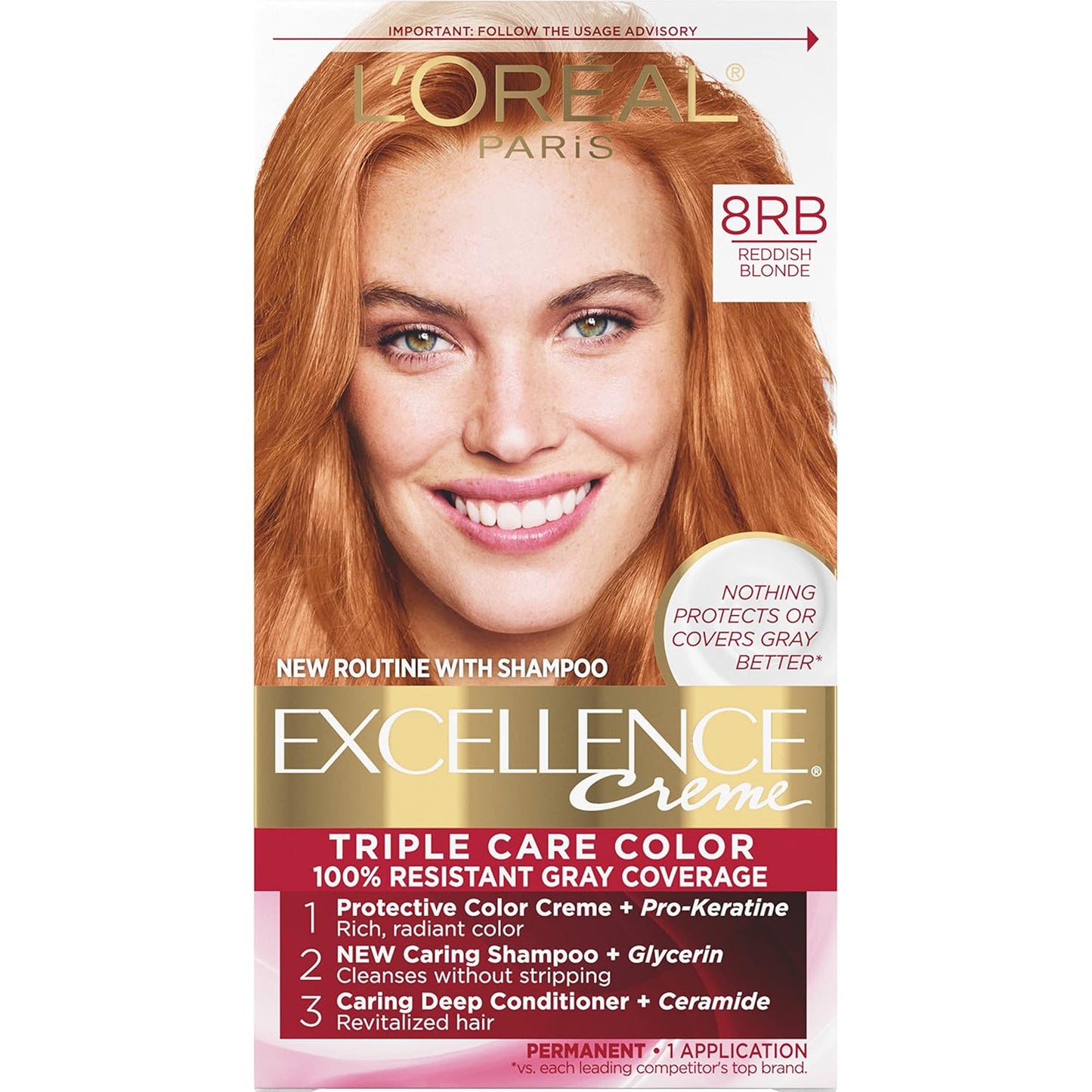 L'Oreal Paris Excellence Crème Hair Color | 6RB Light Reddish Brown | Gray Coverage