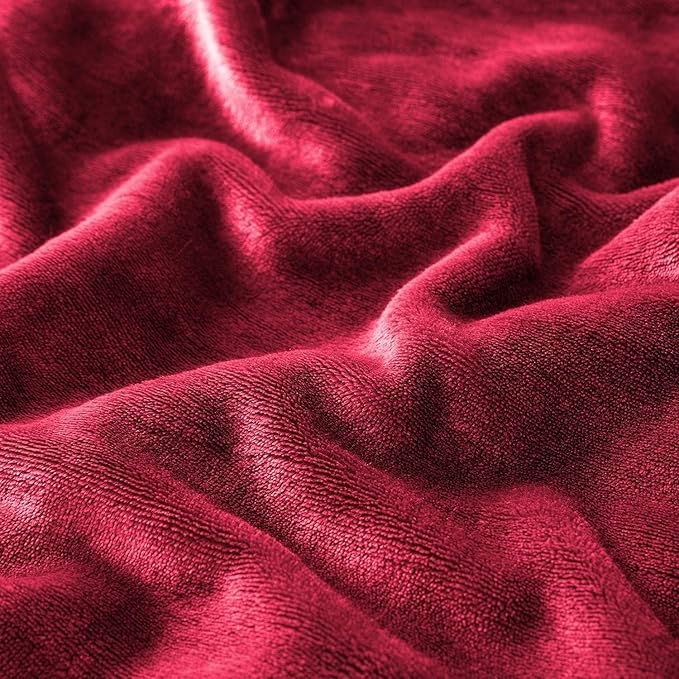 IR Imperial Rooms Sherpa Blankets Queen Size - Thick and Warm Blankets for Winter, Reversible Soft and Fuzzy Fluffy Queen Size Blanket for Bed, Burgundy, 90x90 Inches