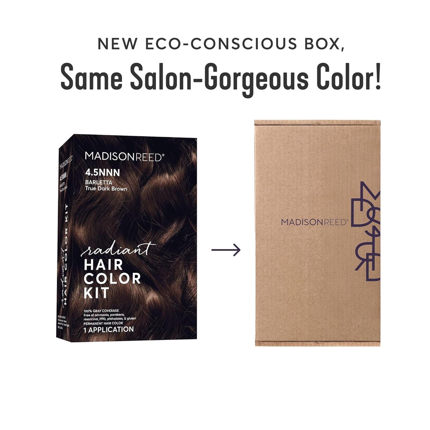 Madison Reed Radiant Hair Color Kit | 4.5NNN Darkest Brown with Warm Tones (Barletta Brown) 100% Maximum Gray Hair Coverage | Permanent Hair Dye for Resistant Grays | PPD-Free & Ammonia-Free |2 Pack