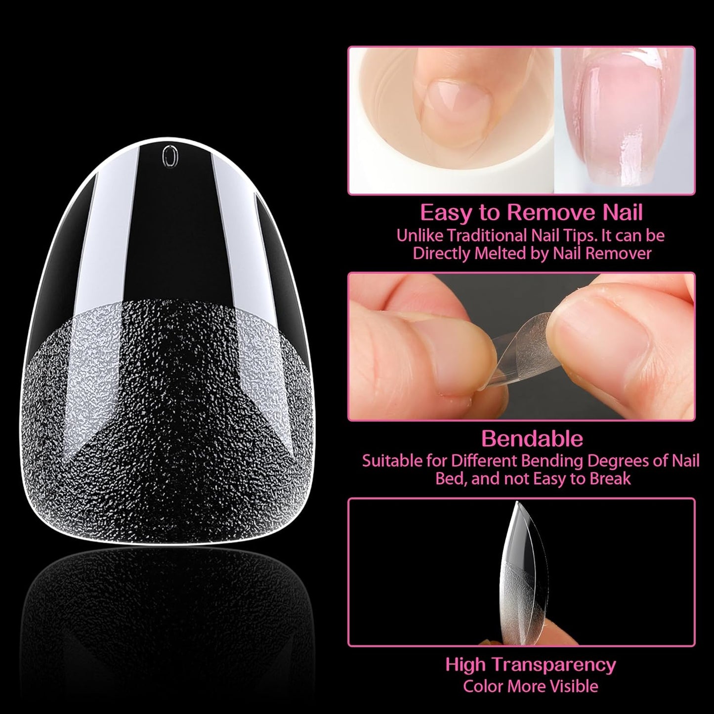 UNA GELLA 504Pcs Short Coffin Gel Press-On Nails | Pre-Etched For Women