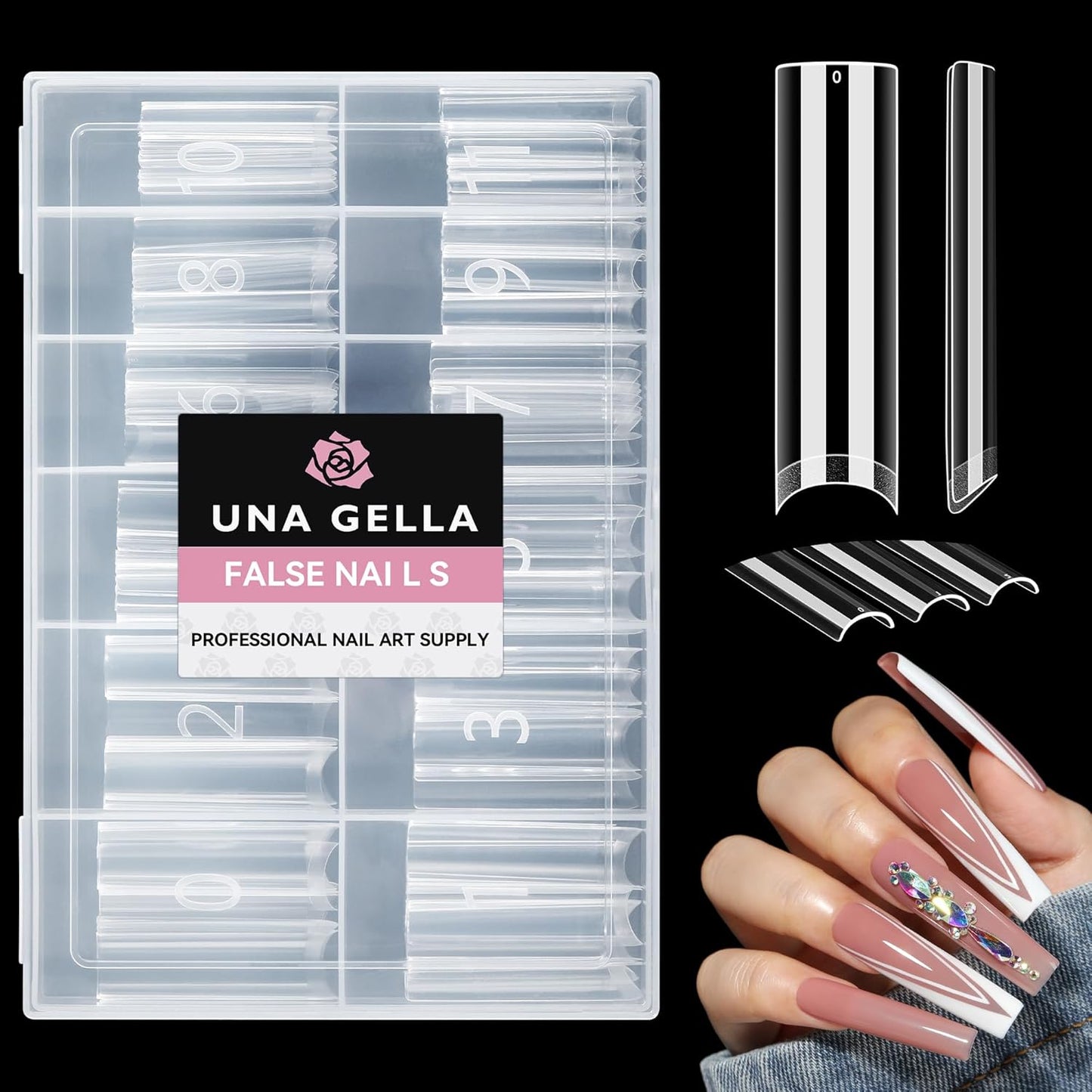 Short Coffin Press-On Nails | 216pcs Gel Tips for DIY Acrylic Extensions