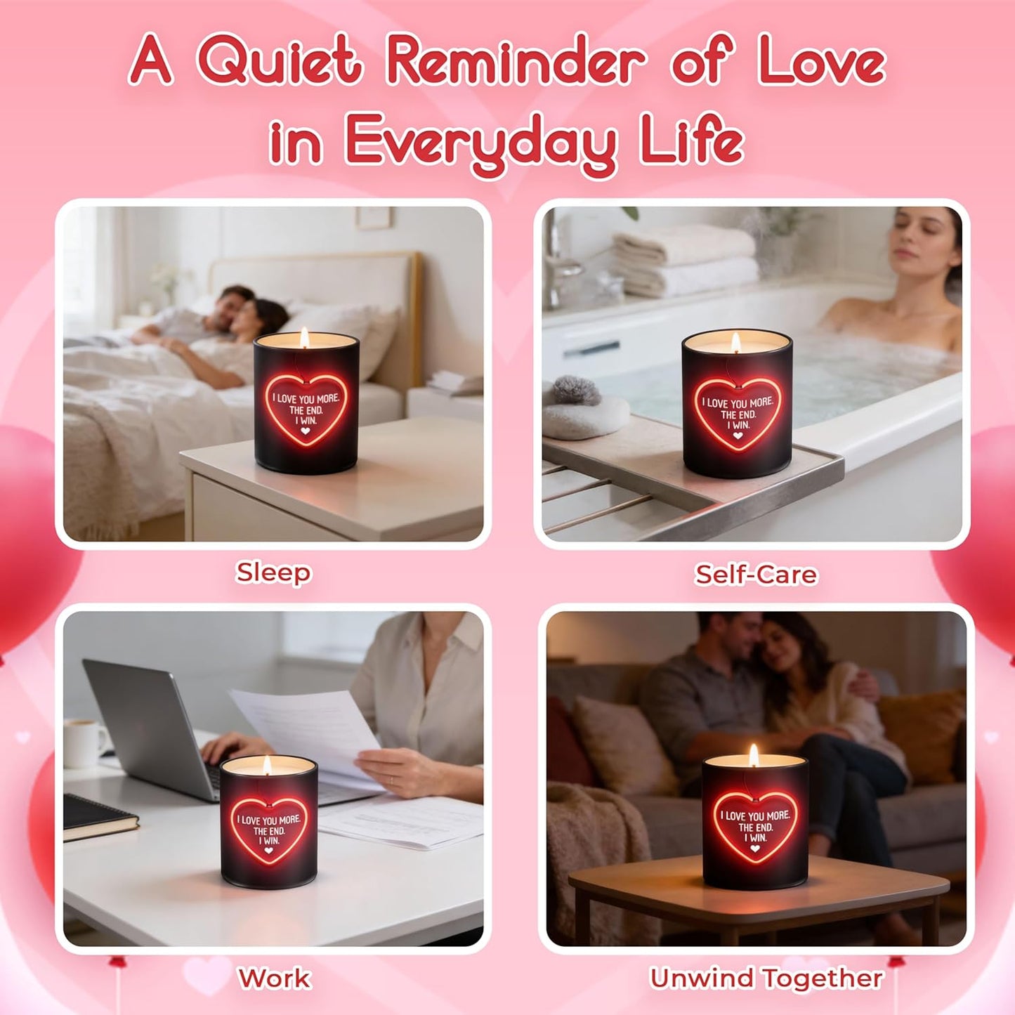 TEEZWONDER Valentines Day Gifts for Her Girlfriend - I Love You More Vanilla Lavender Romantic Candles 10 oz - Anniversary Valentines Birthday Gifts for Wife Men Women Girlfriend Boyfriend Him Husband