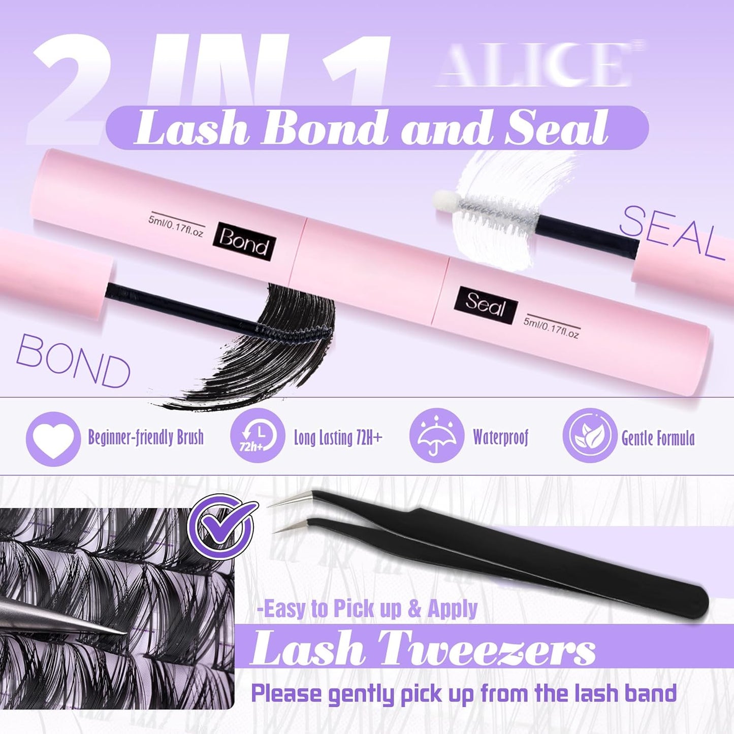 ALICE DIY Eyelash Extension Kit | 196pcs Natural Wispy Clusters | 10-18mm
