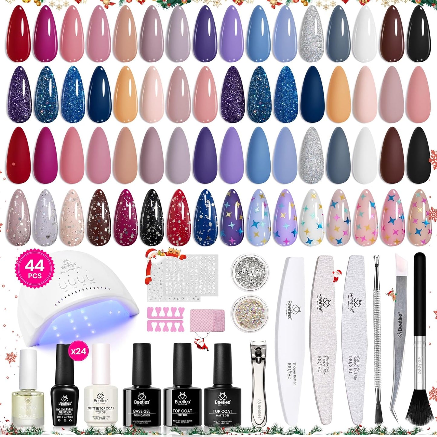 Beetles 36-Color Gel Nail Polish Set | Sparkle & Glitter | Manicure Kit for Women
