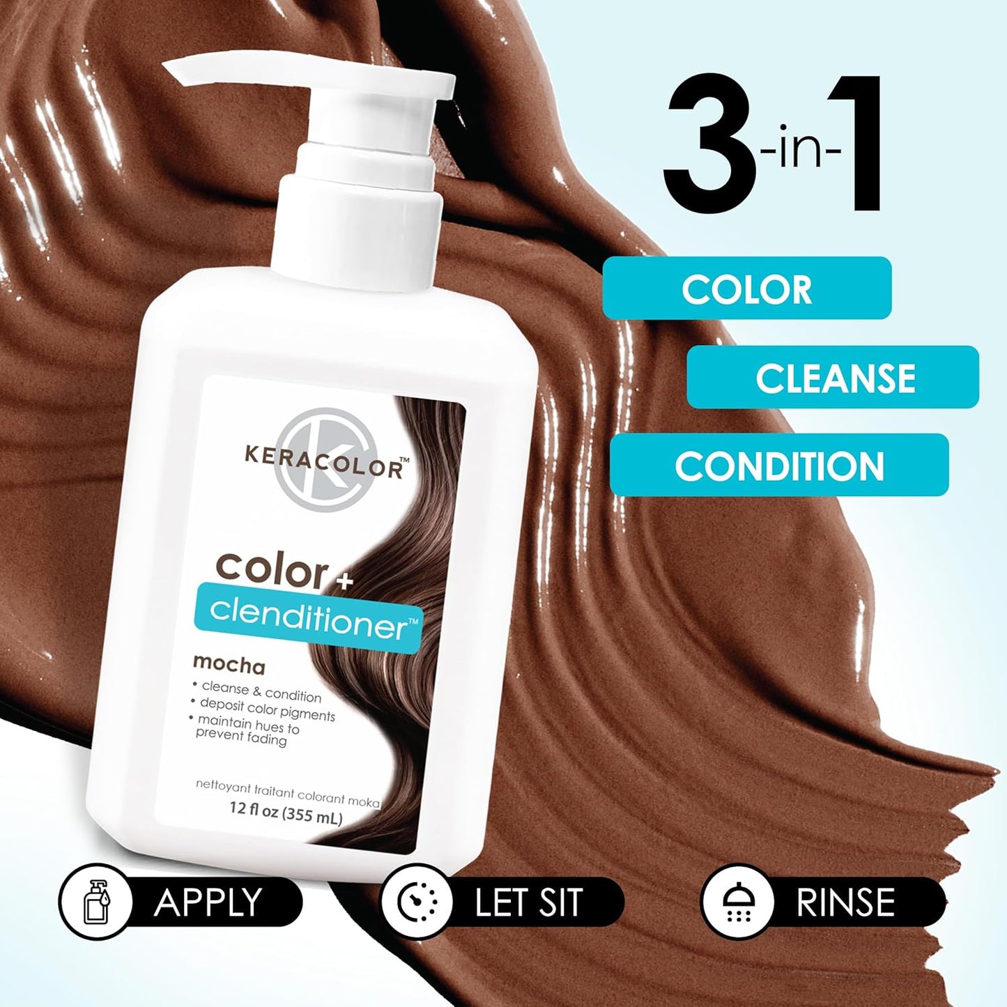 Keracolor Color + Clenditioner | 3-In-1 Color-Depositing Conditioner, 12 Fl Oz