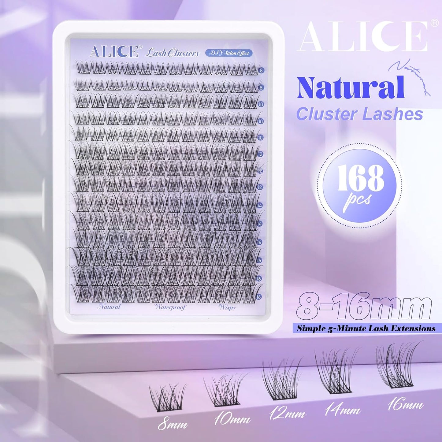 ALICE Wispy Lash Clusters | 168 Pcs | 10-18mm Natural Volume Extensions