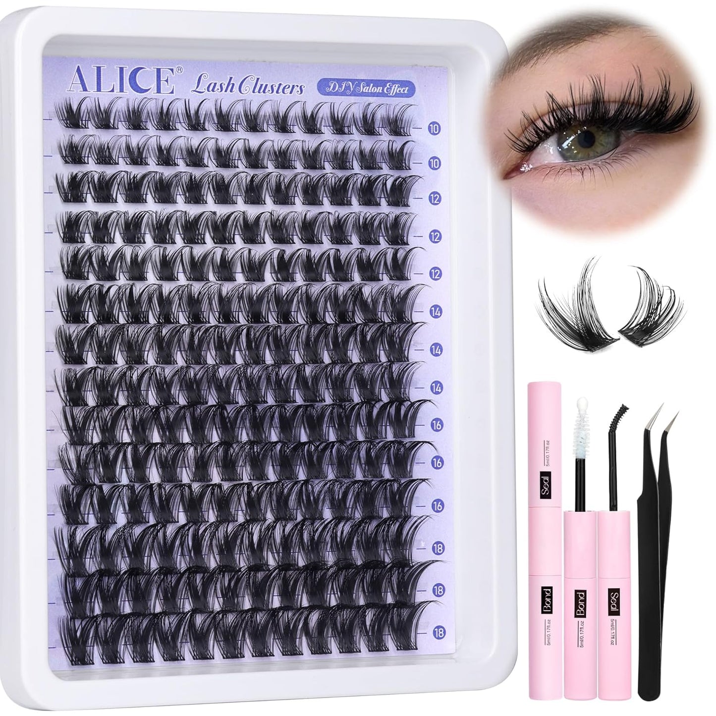 Natural Wispy Cluster Eyelash Extensions | Waterproof DIY Lashes | 224 Pcs