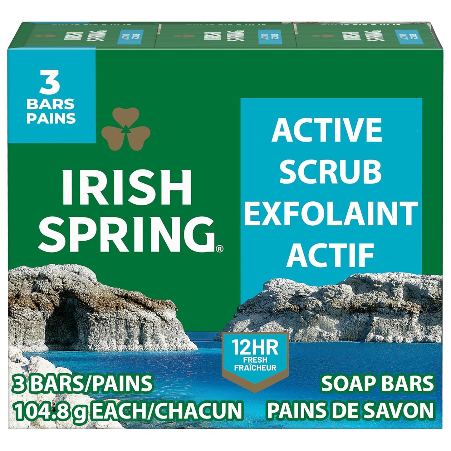 Irish Spring Moisture Blast Deodorant Soap | 12-Hour Freshness | 3.7 oz Bar (12 Pack)