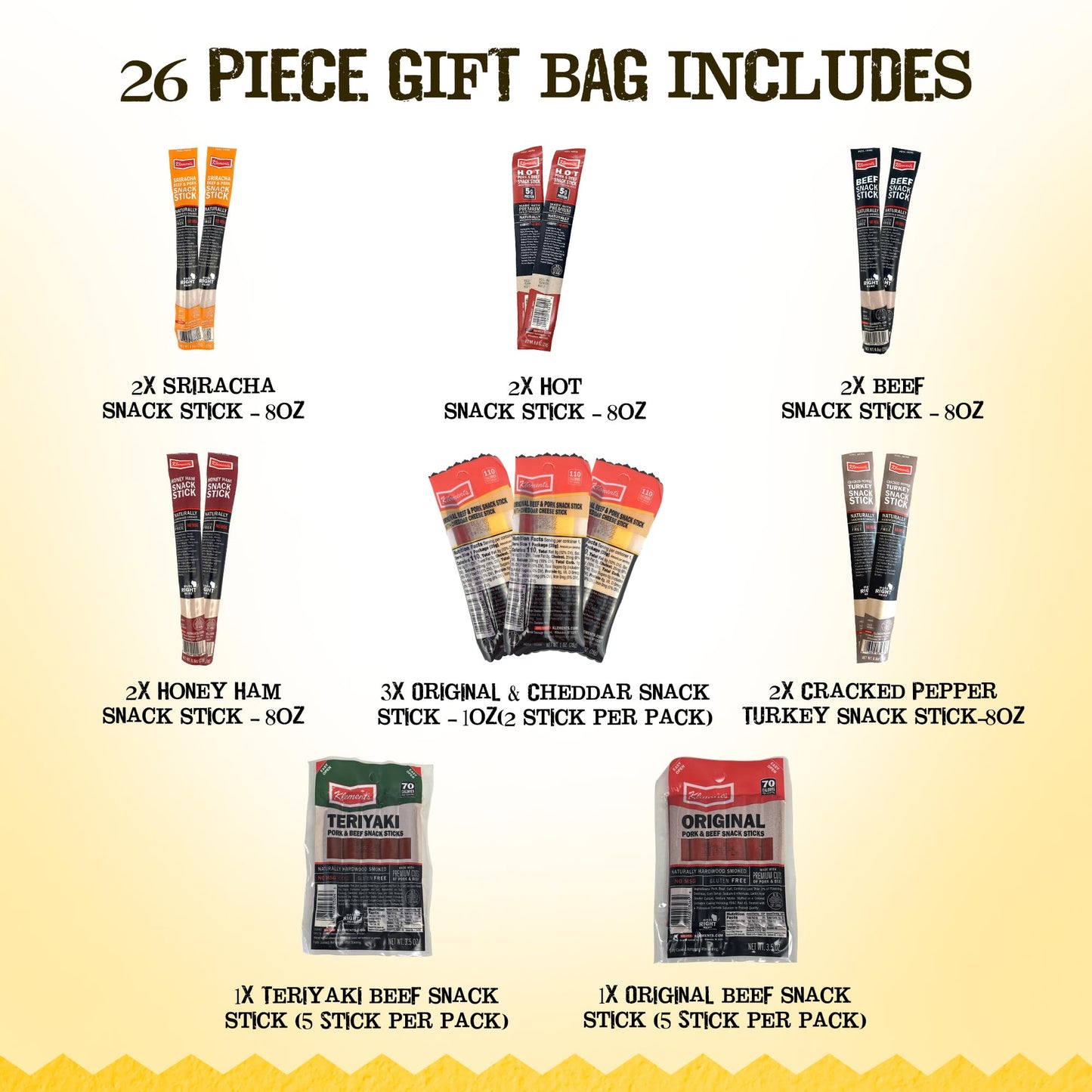 Jerky.com 26pc Meat Sticks Variety Pack | Healthy Snack for Adults | Low Sugar & High Protein | Gluten Free & Keto Meat Sticks | Pork, Turkey, Ham Beef Sticks & Cheese Sticks | Valentines Day Gifts for Him