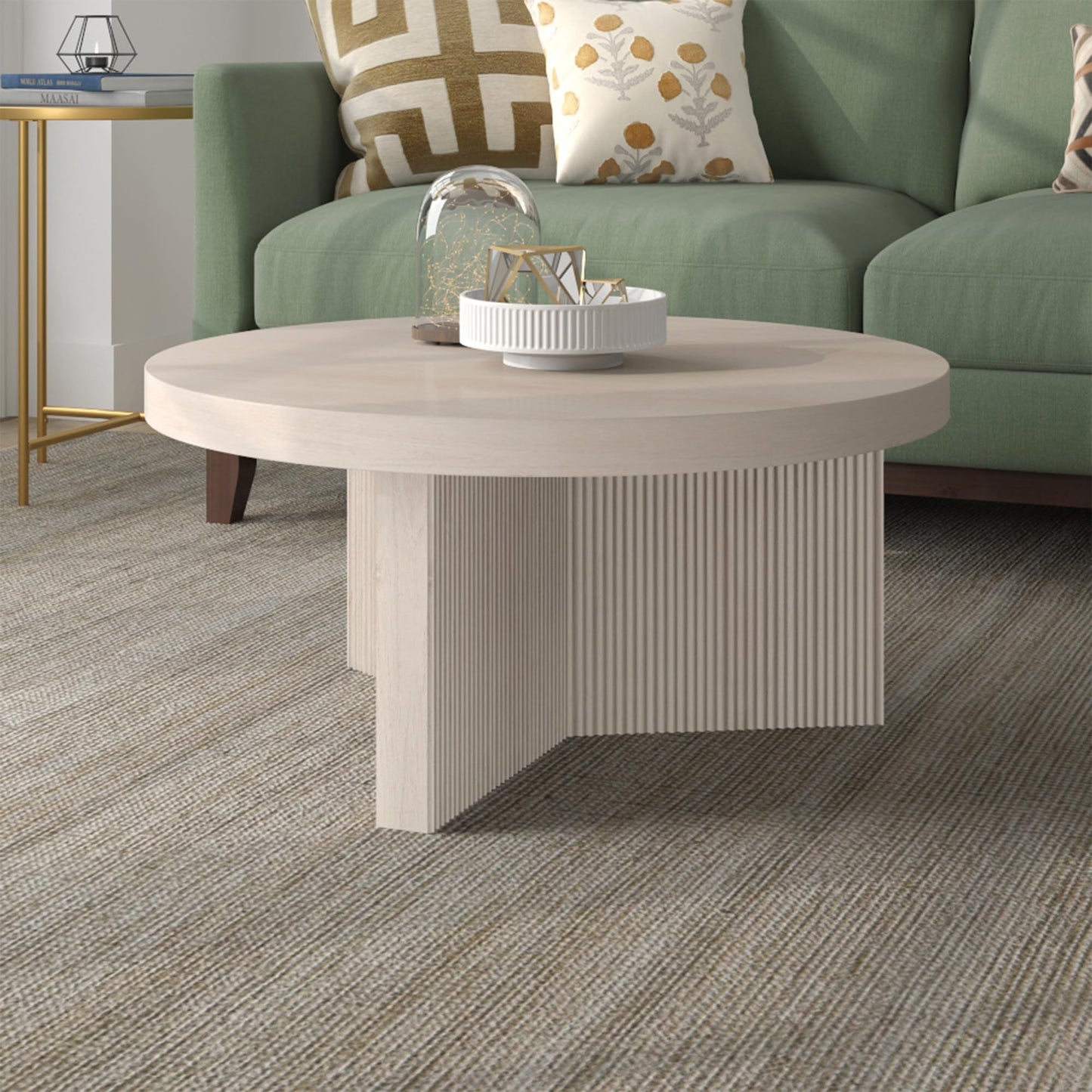 Henn&Hart Holm Coffee Table, 32" Wide, White