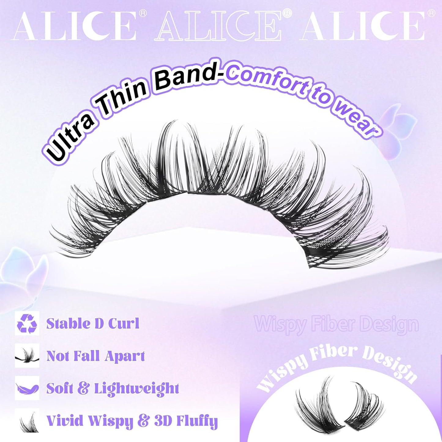 ALICE Wispy Lash Clusters | 168 Pcs | 10-18mm Natural Volume Extensions