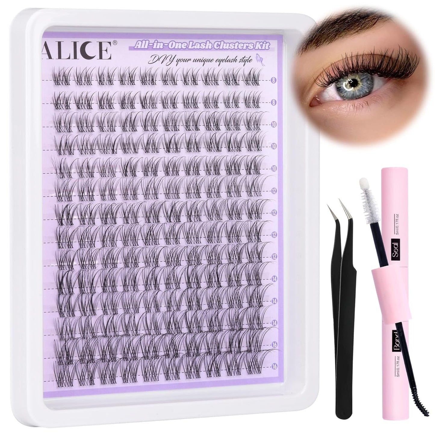 Natural Wispy Lash Extension Kit | 140pcs Clear Band Cluster Lashes for DIY