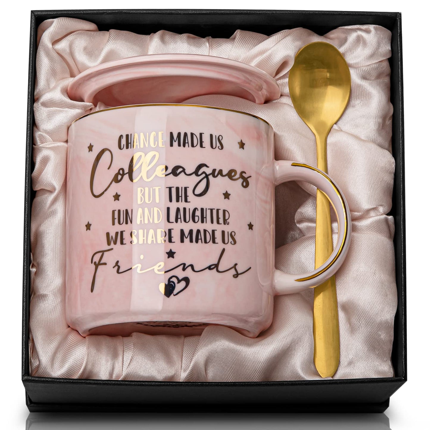 Best Friend Birthday Gifts for Women, Friendship Gifts for Women, Unique Birthday Valentines Day Gift Ideas for Her, Friends Female, Besties, BFF Ceramic Marble Coffee Mug Gift Box Printed Gold 14 oz