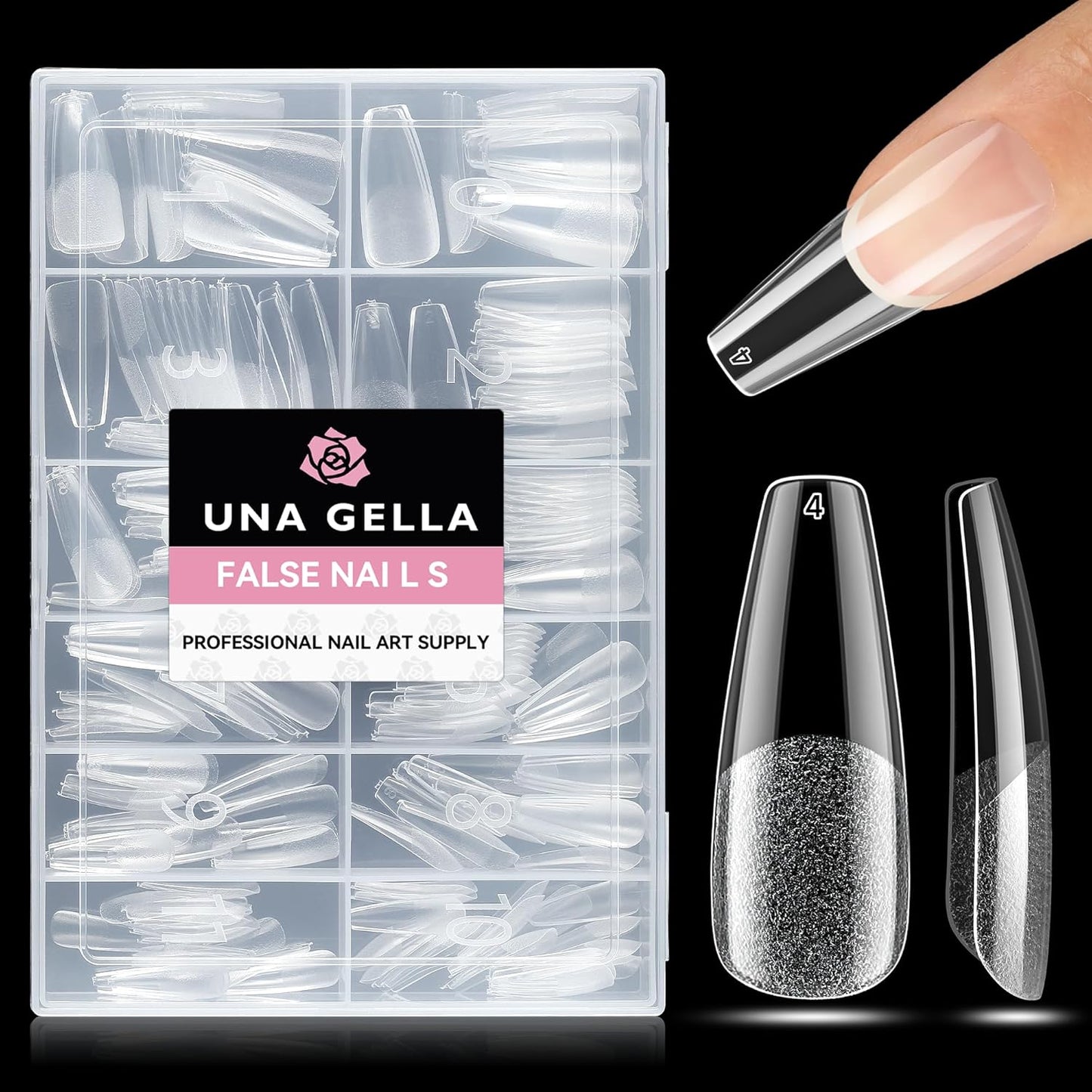 UNA GELLA 216 Pcs Square Toe Nail Tips | Soft Gel Full Cover Press-Ons