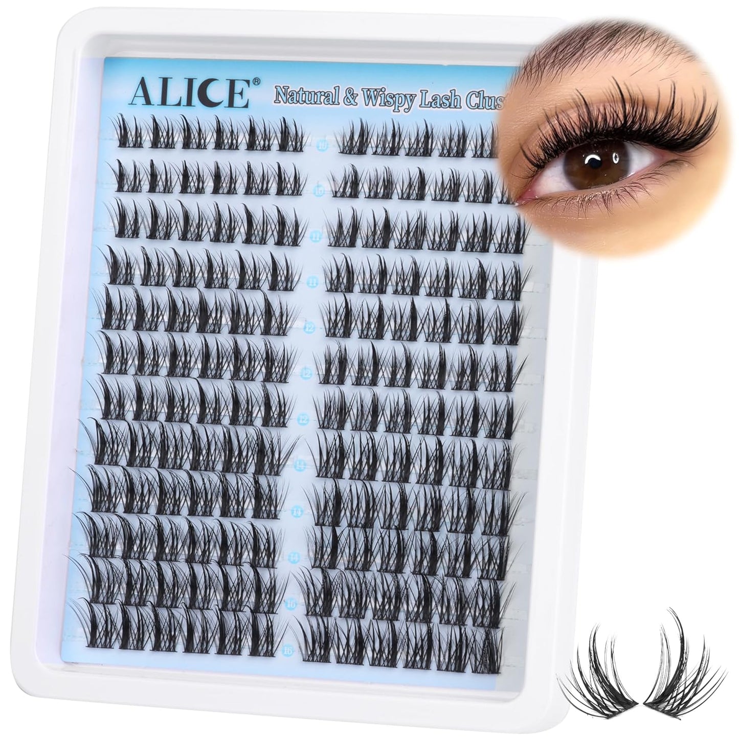 ALICE Wispy Lash Clusters | 168 Pcs | 10-18mm Natural Volume Extensions