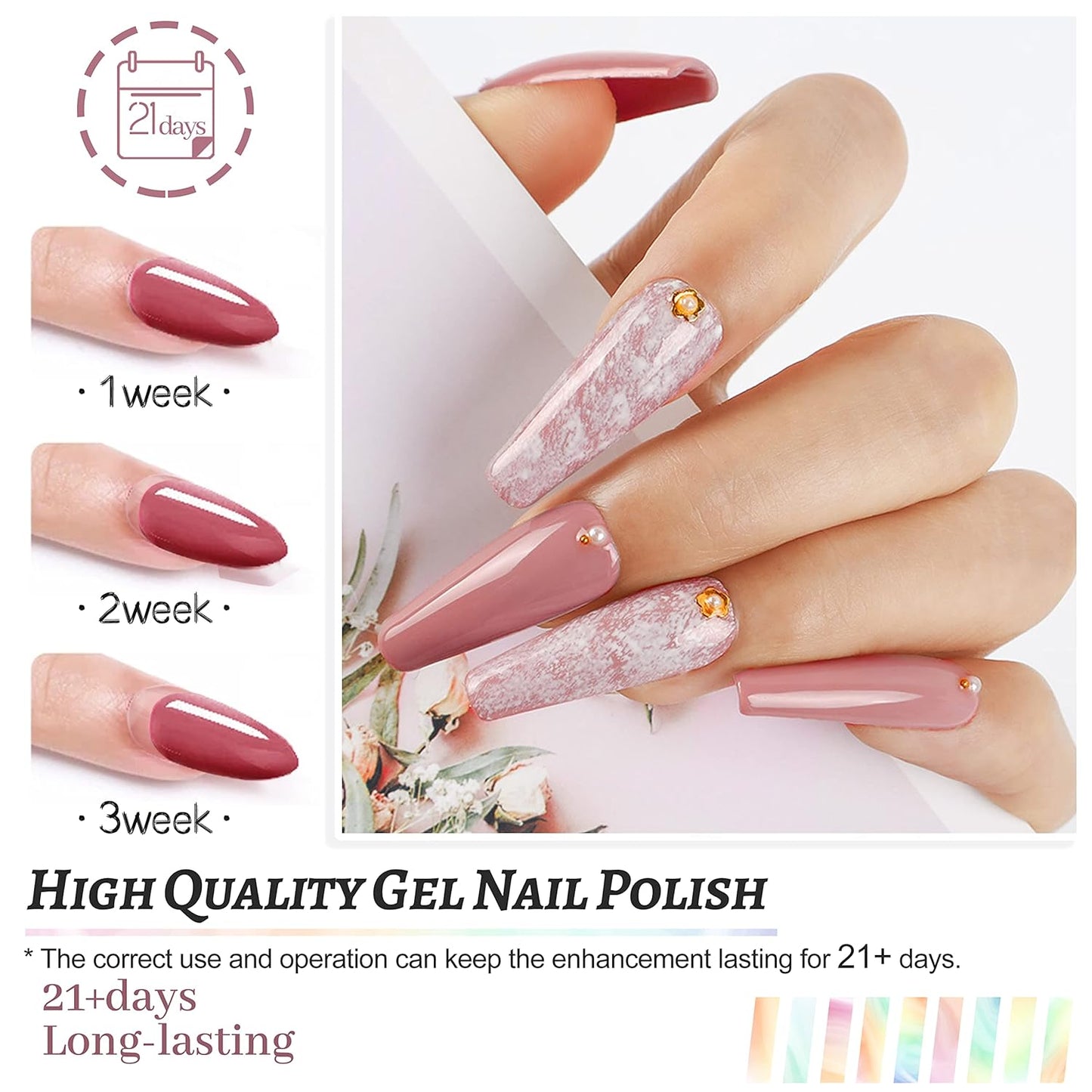 60 PCS Gel Nail Polish Kit | UV Light | Soak-Off Base & Top Coat | For Women