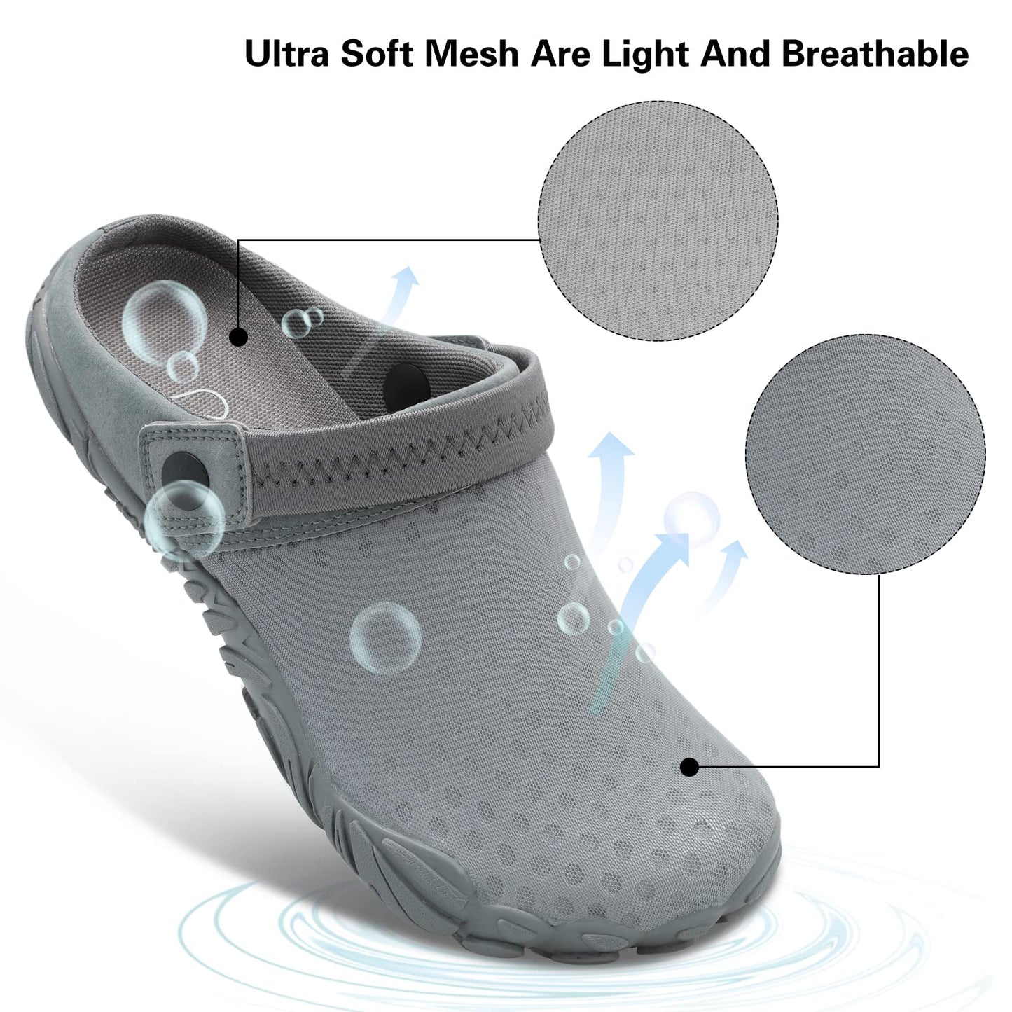 Besroad Slip on Quick Drying Running Sports Fashion Sneakers Water Shoes Summer Outdoor Hiking Shoes for Men Women Grey 9 Women/7.5 Men