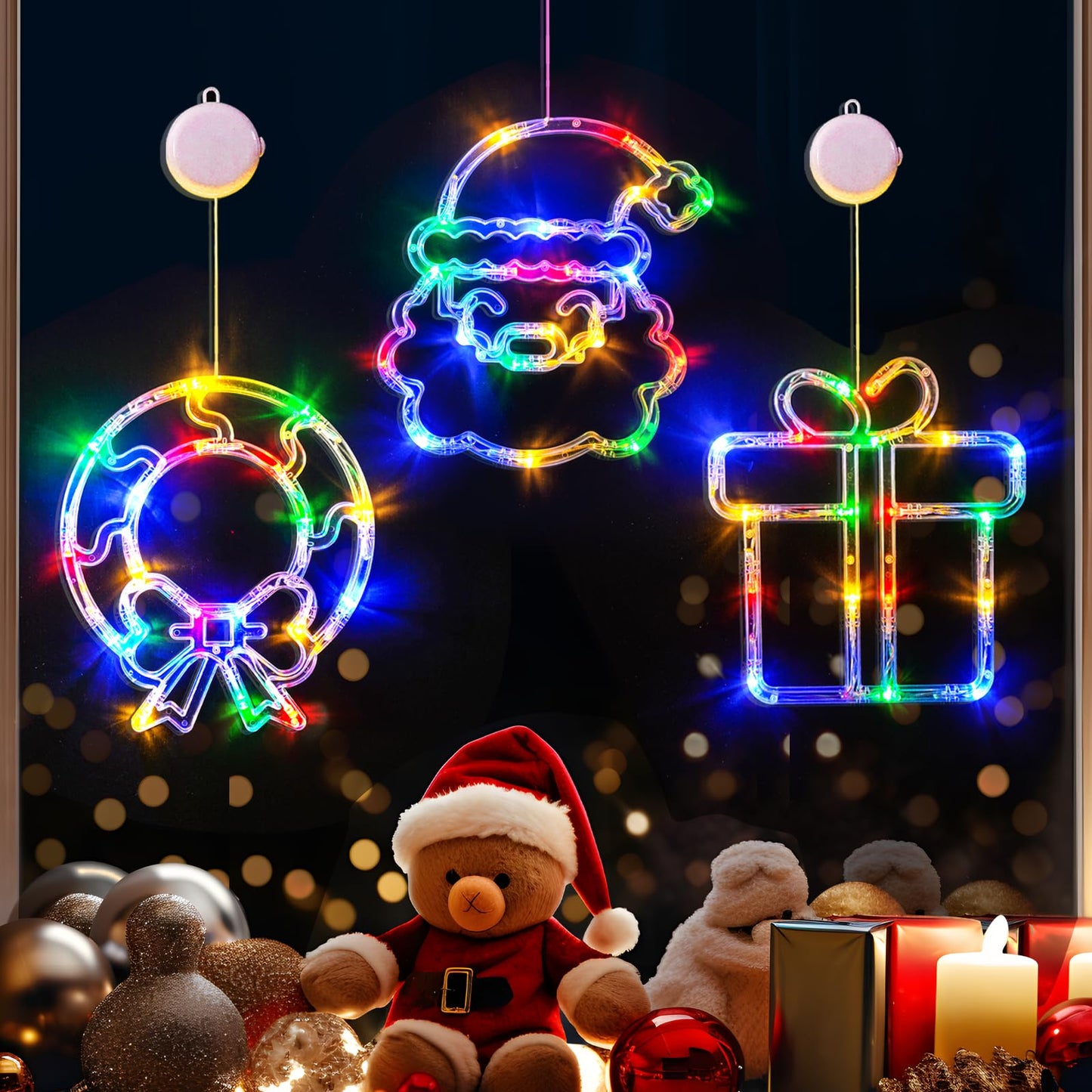 LOLStar Valentines Day Window Lights Decor with Timer, 3 Pack Battery Operated Red Heart-Shaped Window Decorations Silhouette Sucker LED Lamp Slow Fade Mode Romantic Light for 2026 Holiday Indoor Home