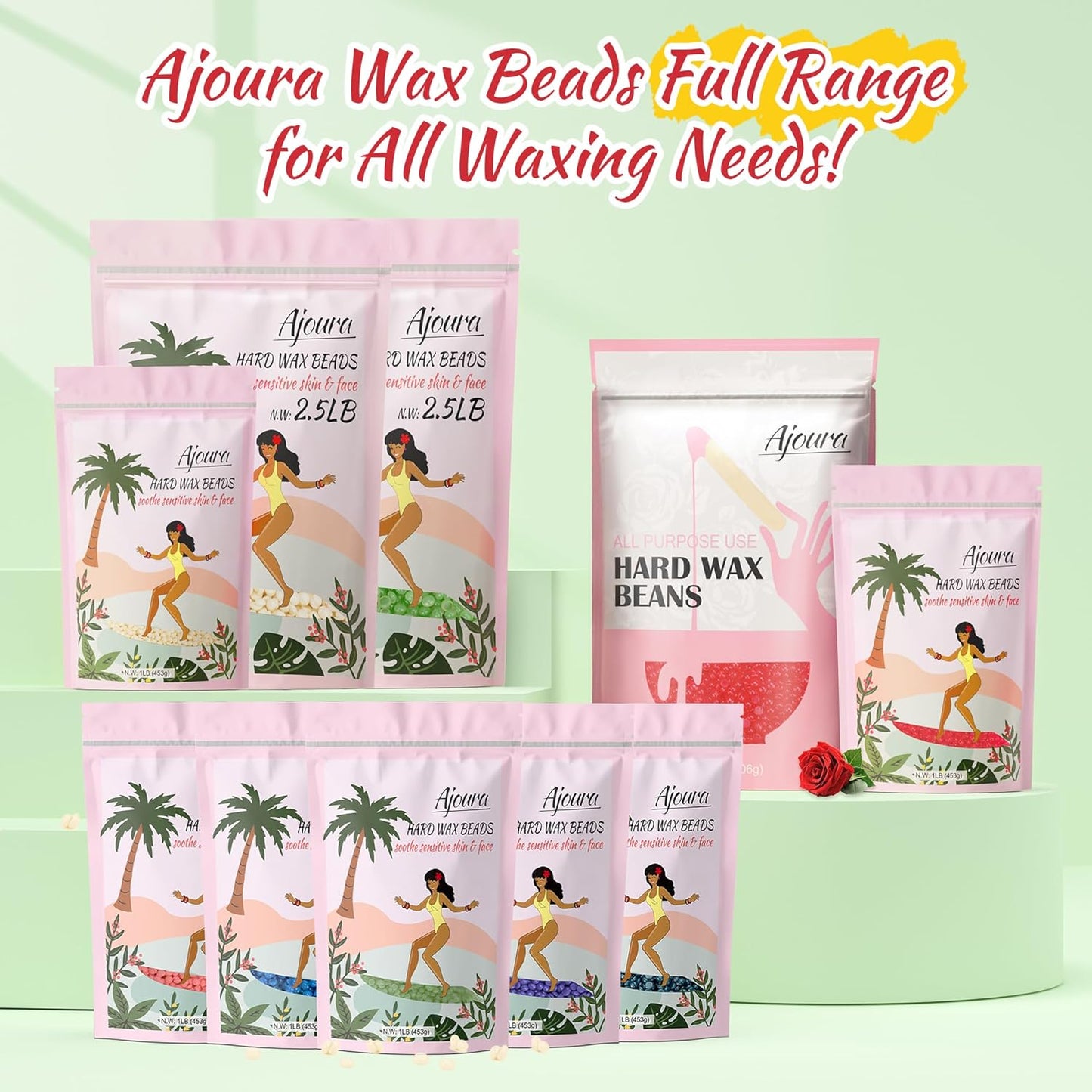 1Lb Ajoura Refill Wax Beans | Coarse Brazilian Wax for At-Home Hair Removal