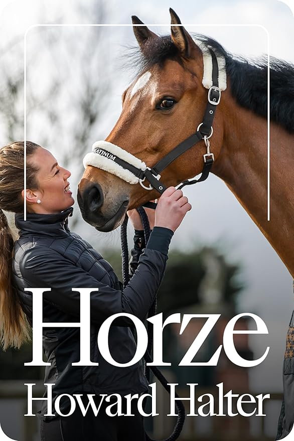 HORZE Howard Soft Fleece Padded Adjustable Polyester Horse Halter - Black - Cob