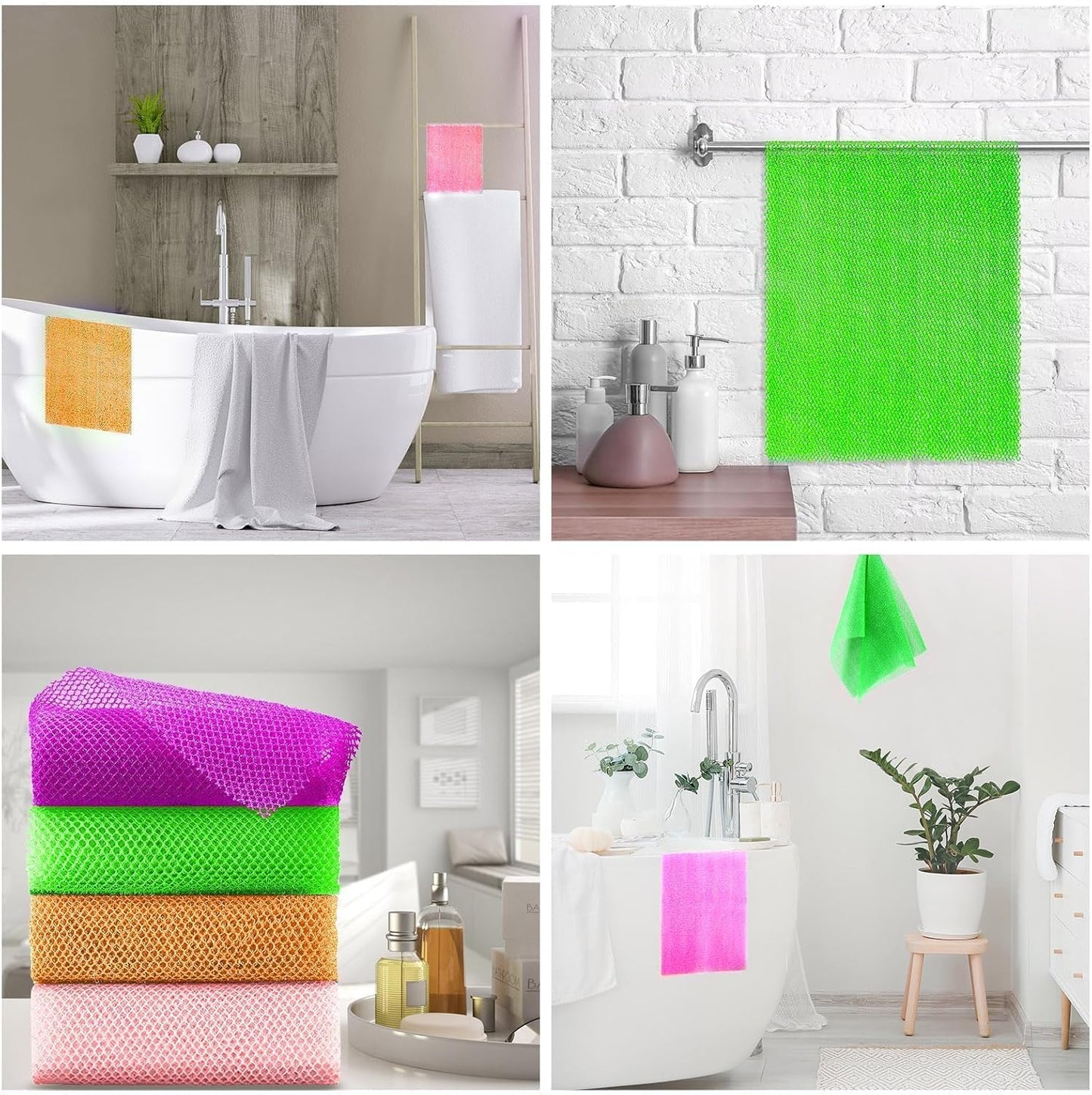 Exfoliating African Bath Sponge Set | 3-Piece Net Body Scrubber | Daily Use