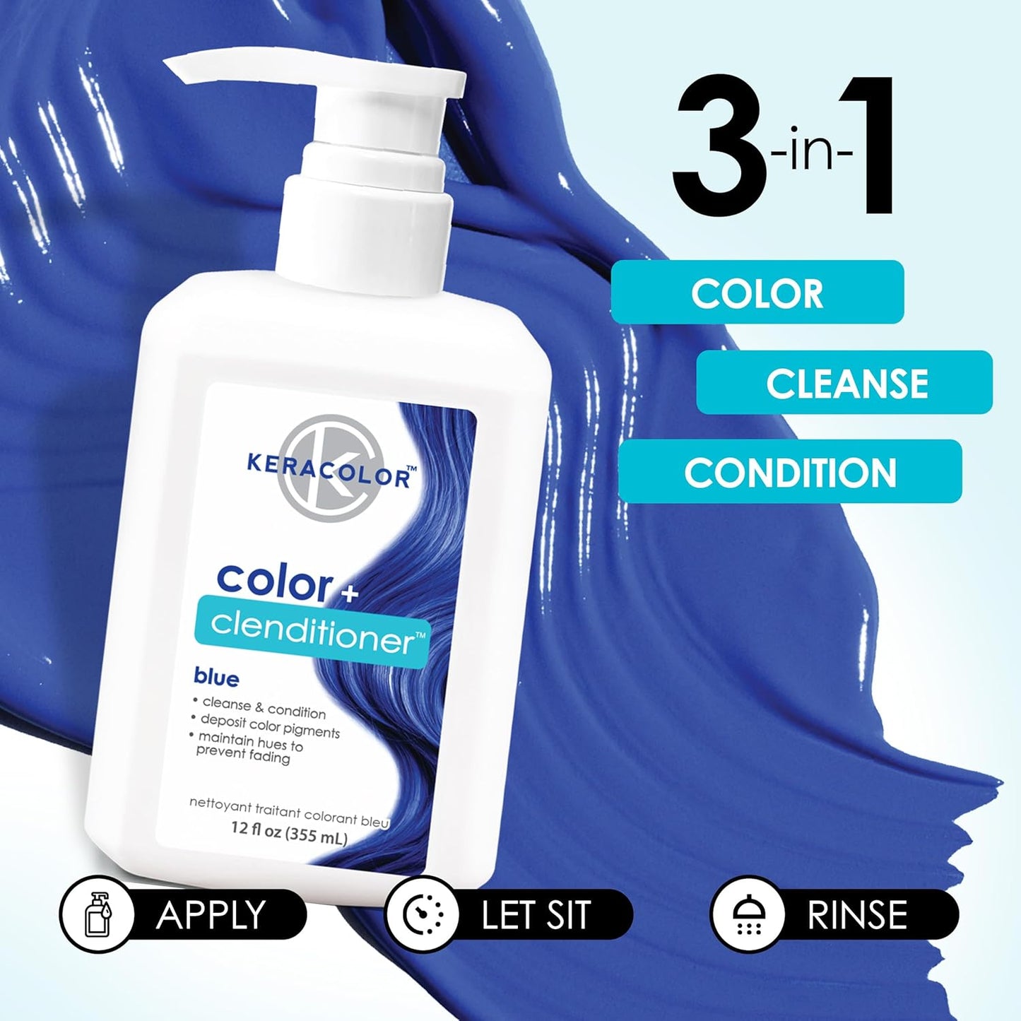 Keracolor Color + Clenditioner | 3-In-1 Color-Depositing Conditioner, 12 Fl Oz