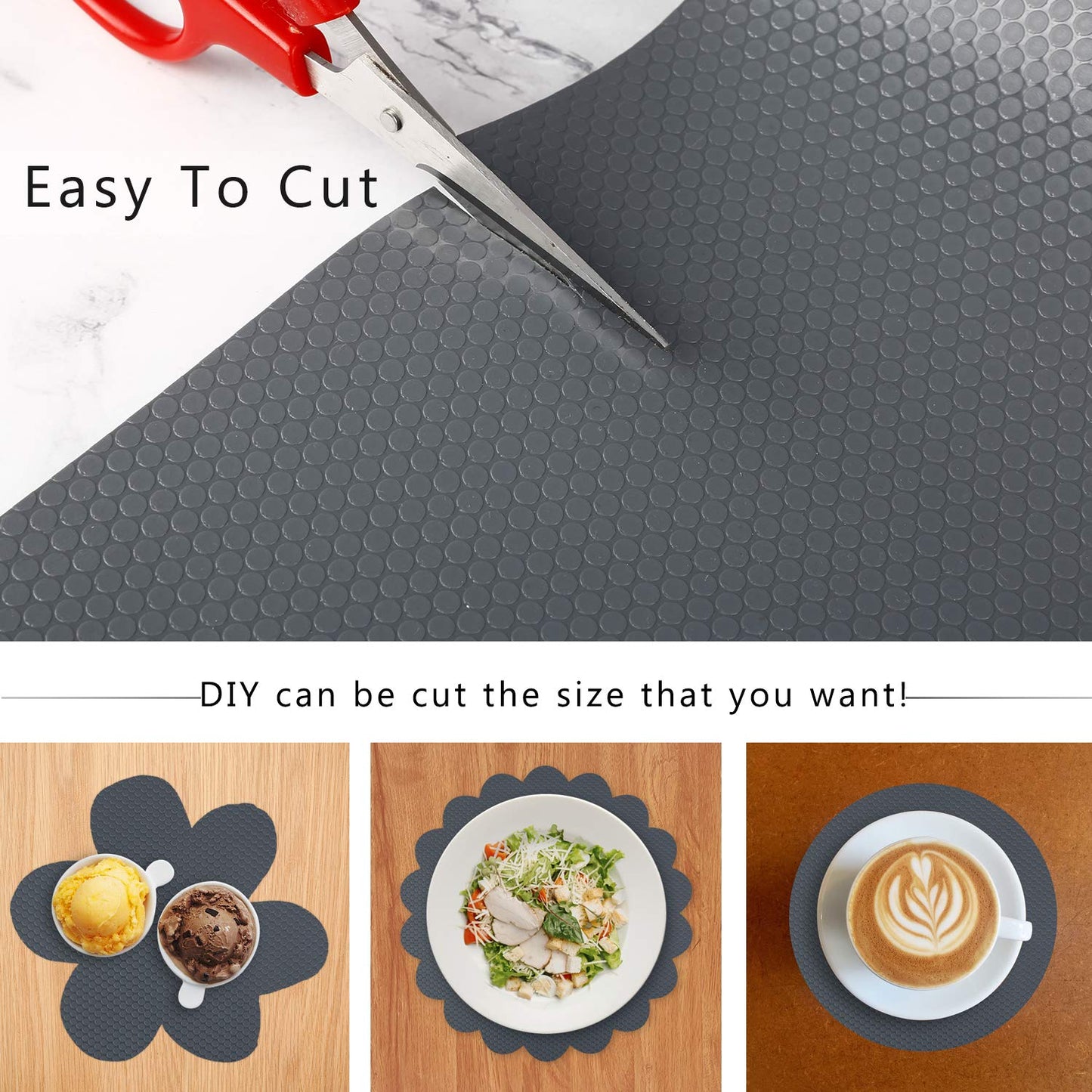 HooTown Shelf Liner Kitchen Cabinet Drawer Mats 23.6 Inch Wide x 19.6 Feet Long, Non Slip EVA Plastic Water Resistant Pad for Bathroom Drawers,Shoe Shelves, Under Sink, Gray