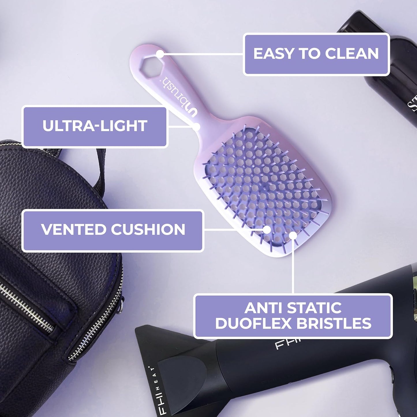 FHI Heat UNbrush Detangling Brush | Pain-Free for All Hair Types | Lightweight & Anti-Static