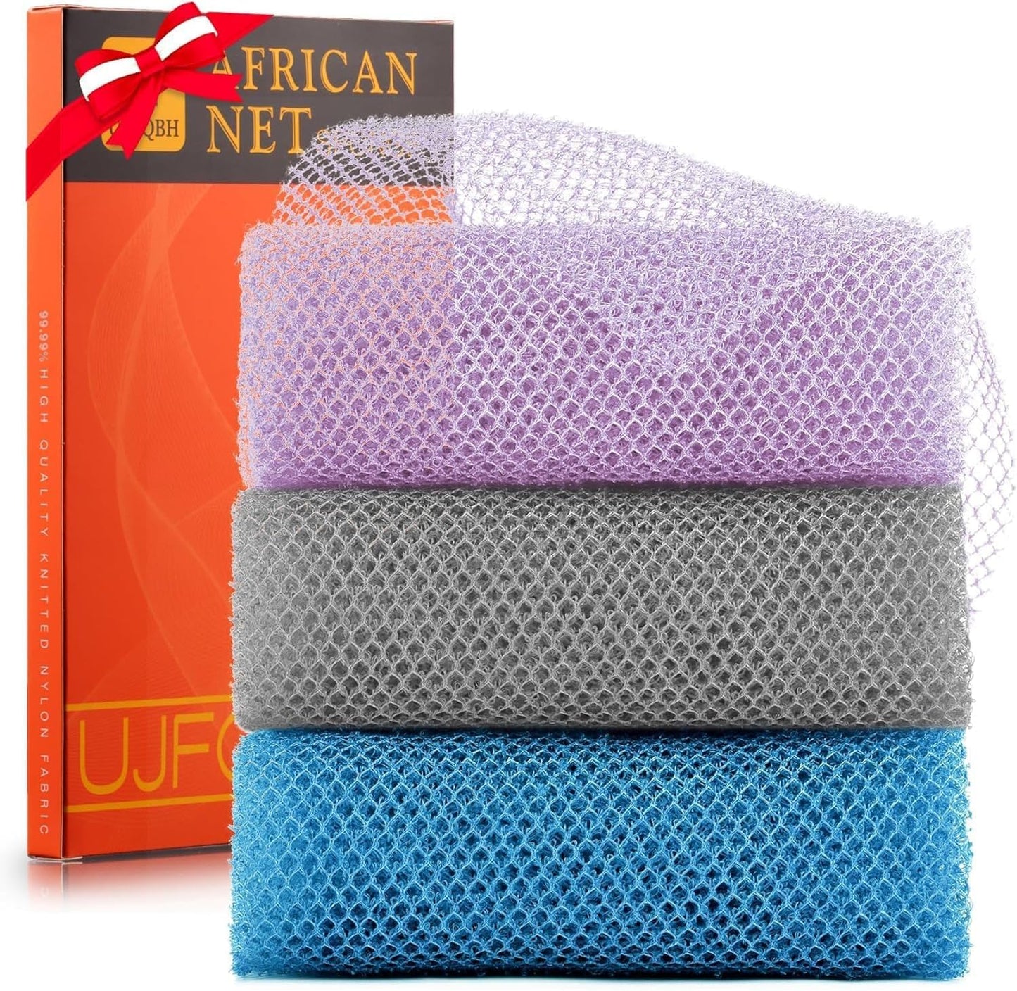 3-Piece African Exfoliating Net Bath Sponge Set | Skin Smoother | Daily Use