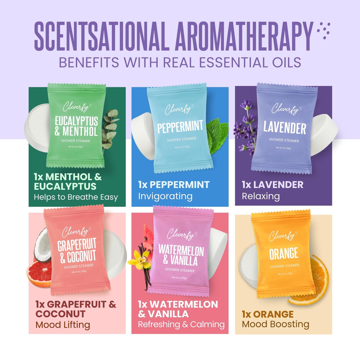 Cleverfy Shower Steamers Aromatherapy - Valentines Day Gifts for Her, Him, Women, Daughter, Mom, Girlfriend, Wife, Teen Girls and Boys - Valentines Gifts for Her, Him, Women and Men - 6 Tablets