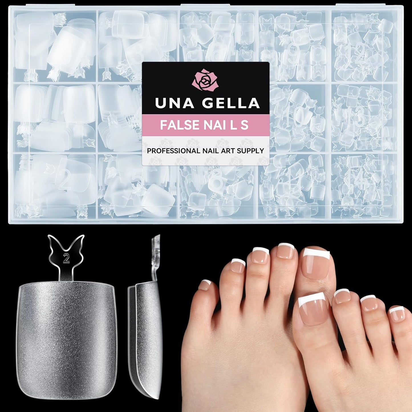 UNA GELLA 504Pcs Short Coffin Gel Press-On Nails | Pre-Etched For Women