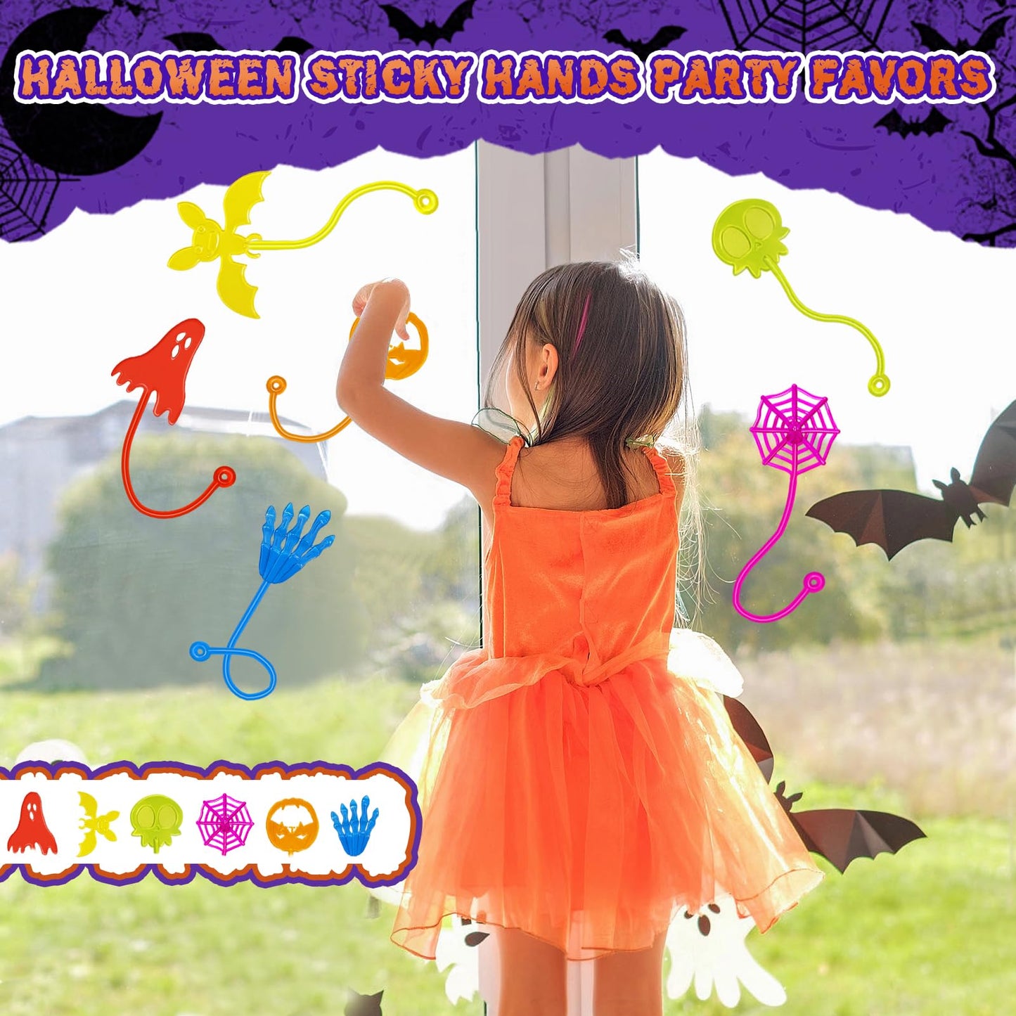 Valentines Sticky Hands Bulk 48PCS Valentines Day Gifts for Kids Classroom Prizes Valentines Party Favors for Kids Stretchy Heart Sticky Hand Toy Valentines Day Goodie Bag Stuffers Kid Party Supplies