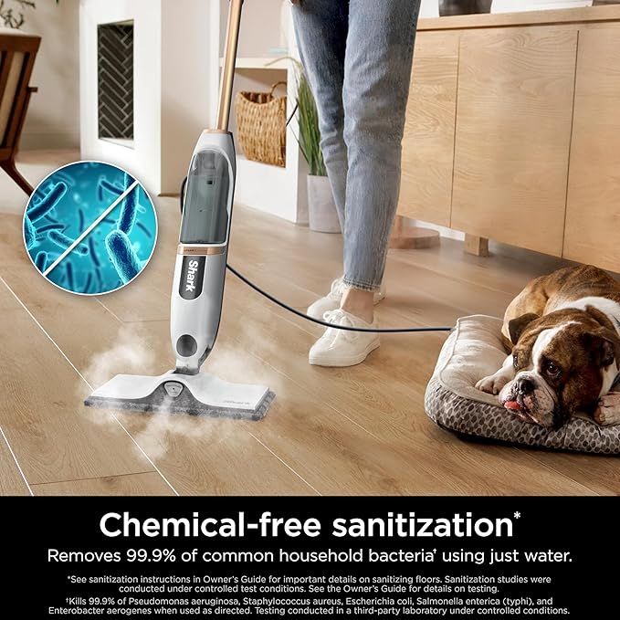 Shark SteamSpot Steam Mop with Steam Blaster Technology, 3 Steam Modes, 2 Washable Pads, XL Removable Water Tank, Lightweight, Steam Cleaner for sealed Hard Floors, Hardwood, Tile, Laminate, S2001